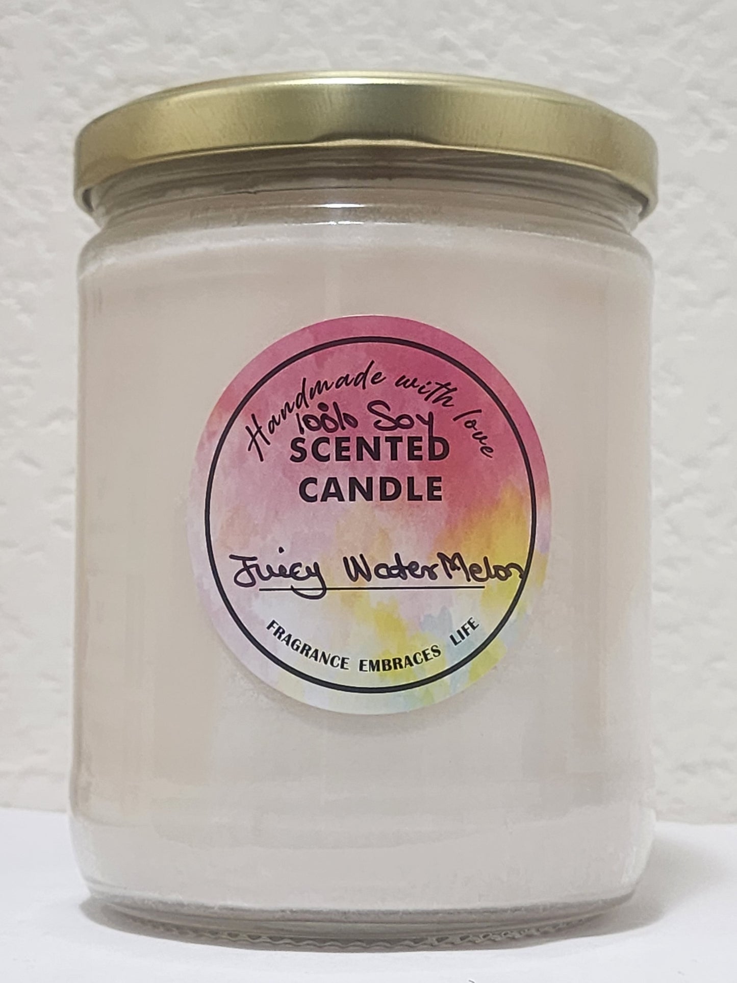 Juicy Watermelon 100% Soy Handmade Candle 16oz Jar
