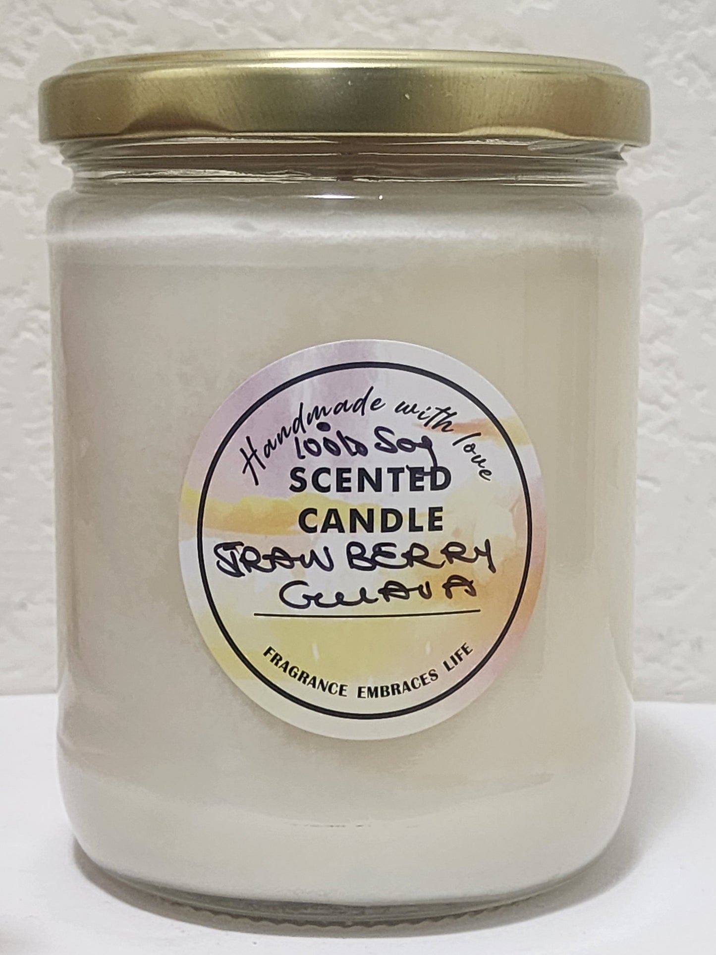 Strawberry Guava 100% Soy Handmade Candle 16oz Jar