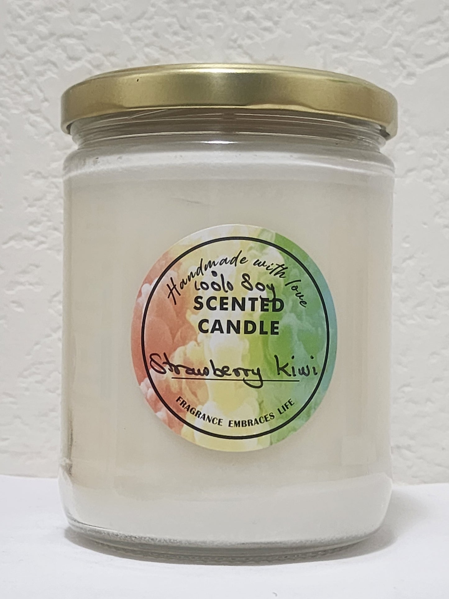 Strawberry Kiwi 100% Soy Handmade Candle 16oz Jar