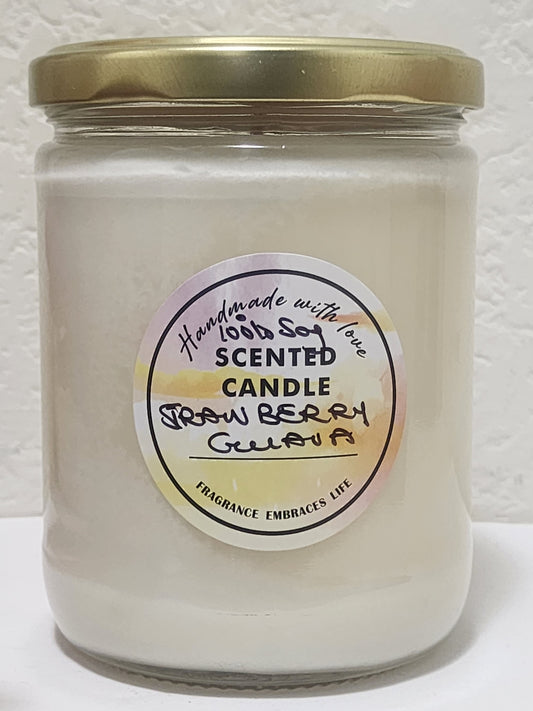 Strawberry Guava 100% Soy Handmade Candle 16oz Jar