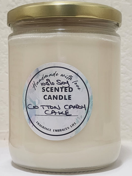 Cotton Candy cake 100% Soy Handmade Candle 16oz Jar