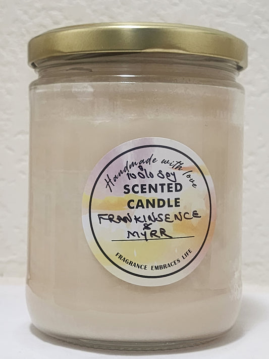 Frankincense & Myrrh 100% Soy Handmade Candle 16oz Jar