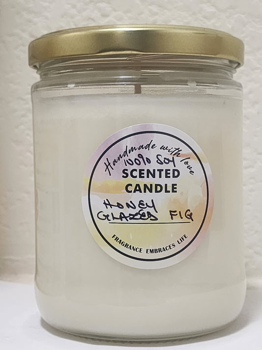 Honey Glazed Fig 100%Soy Handmade Candle 16oz Jar
